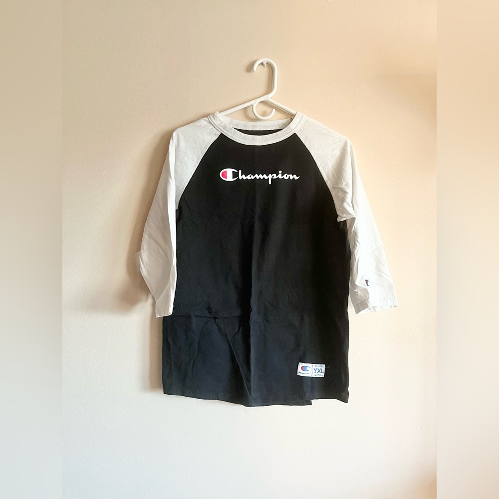 Champion black white long sleeve (youth XL)